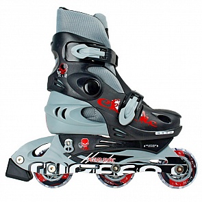 Роликовые коньки PW-129СВ 52А Коробейники, пластиковая рама, черно-серые, размер 26-29 (RT, 5627rt)